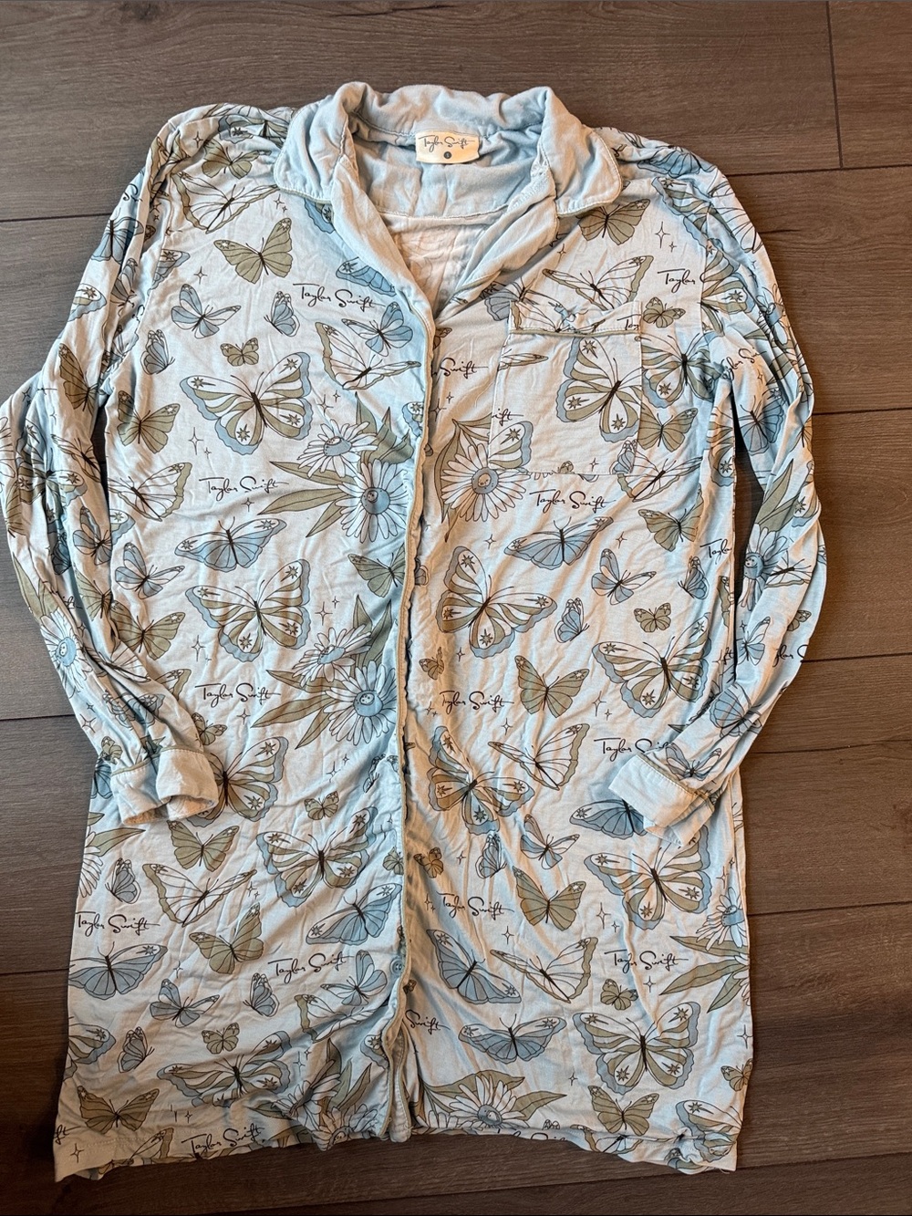 Taylor Swift Light Blue and Olive Butterfly Nightshirt-Official Merch